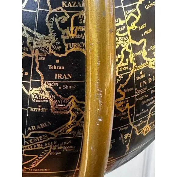Vintage Style Decorative Globe Black Gold Unisex 16in Mid Century Boho - Picture 4 of 5